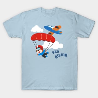 Vector illustration of a cute skydiver. T-Shirt